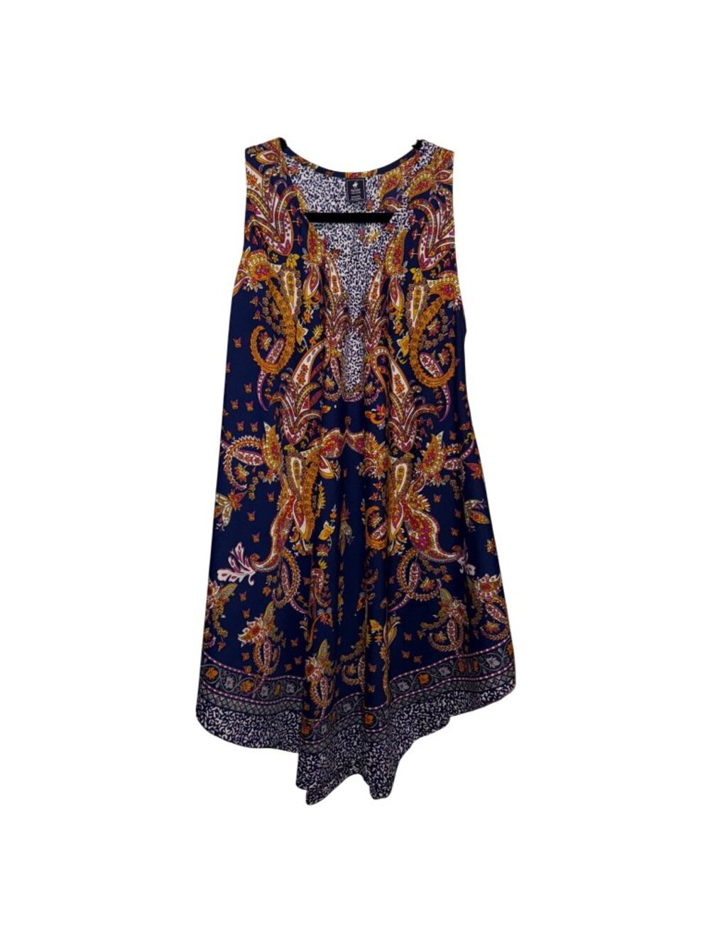 Pacific Polo Club Womens Sleeveless Paisley Handkerchief Hem Dress Free Size